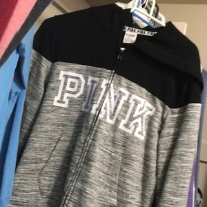 PINK grey and black zip up jacket